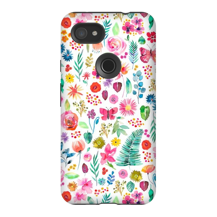 Pixel 3AXL StrongFit Colorful Botanical Plants and Flowers by Ninola Design