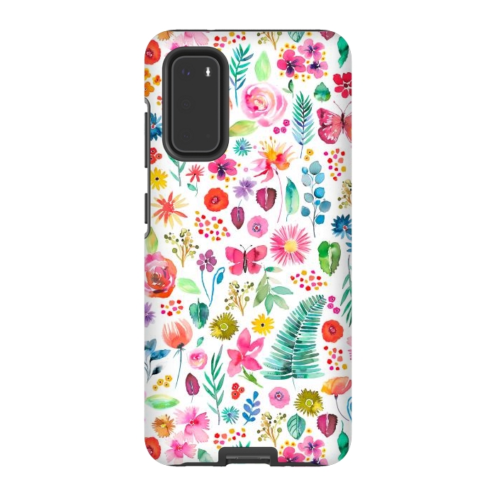 Galaxy S20 StrongFit Colorful Botanical Plants and Flowers by Ninola Design