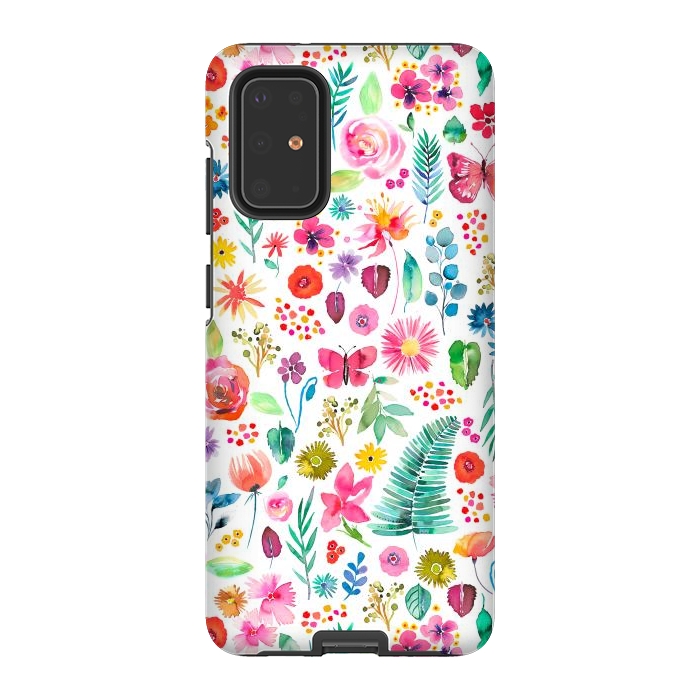 Galaxy S20 Plus StrongFit Colorful Botanical Plants and Flowers by Ninola Design
