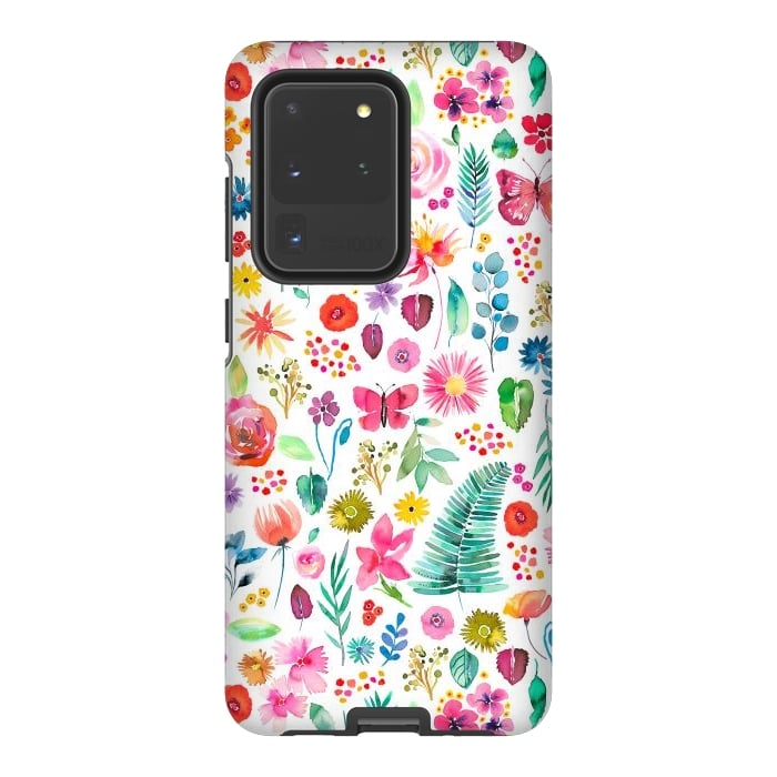 Galaxy S20 Ultra StrongFit Colorful Botanical Plants and Flowers by Ninola Design