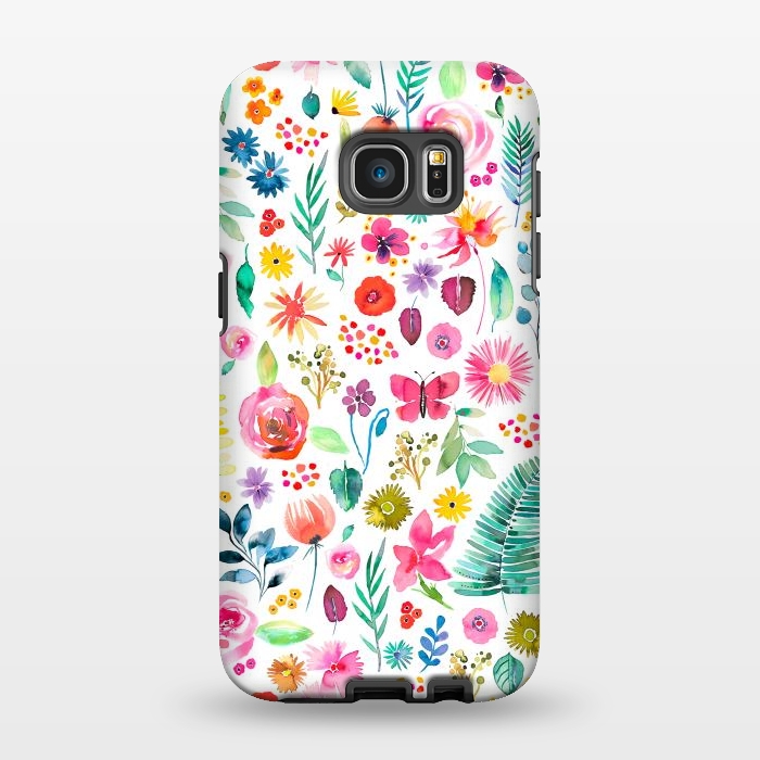 Galaxy S7 EDGE StrongFit Colorful Botanical Plants and Flowers by Ninola Design