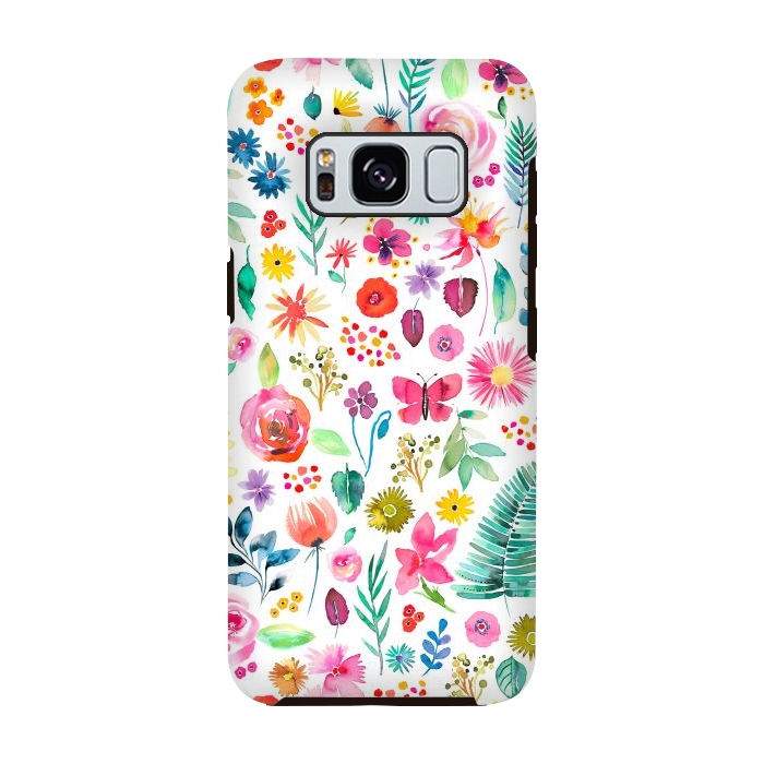 Galaxy S8 StrongFit Colorful Botanical Plants and Flowers by Ninola Design