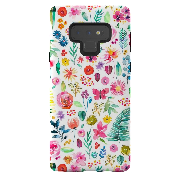 Galaxy Note 9 StrongFit Colorful Botanical Plants and Flowers by Ninola Design
