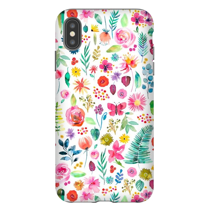 iPhone Xs Max StrongFit Colorful Botanical Plants and Flowers by Ninola Design