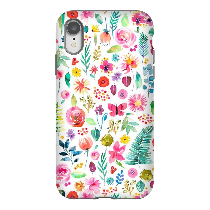 iPhone Xr StrongFit Colorful Botanical Plants and Flowers by Ninola Design