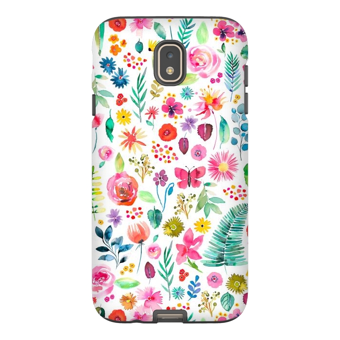 Galaxy J7 StrongFit Colorful Botanical Plants and Flowers by Ninola Design