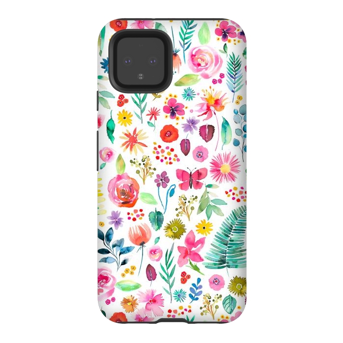 Pixel 4 StrongFit Colorful Botanical Plants and Flowers by Ninola Design