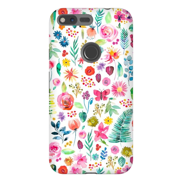 Pixel XL StrongFit Colorful Botanical Plants and Flowers by Ninola Design