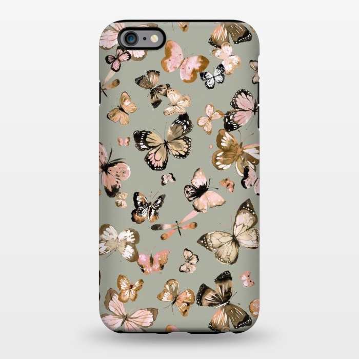 iPhone 6/6s plus StrongFit Watercolor Butterflies Beige Gold by Ninola Design