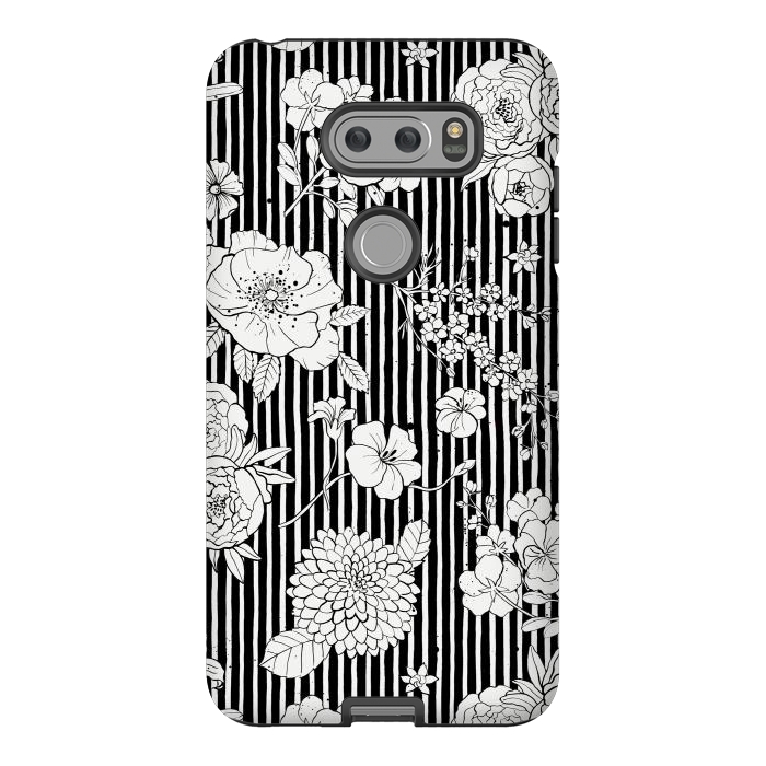 V30 StrongFit Flowers and Stripes Black and White by Ninola Design
