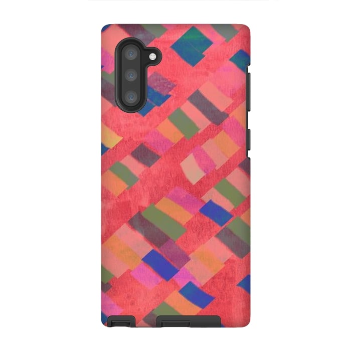 Galaxy Note 10 StrongFit Abstract art pink design by Josie