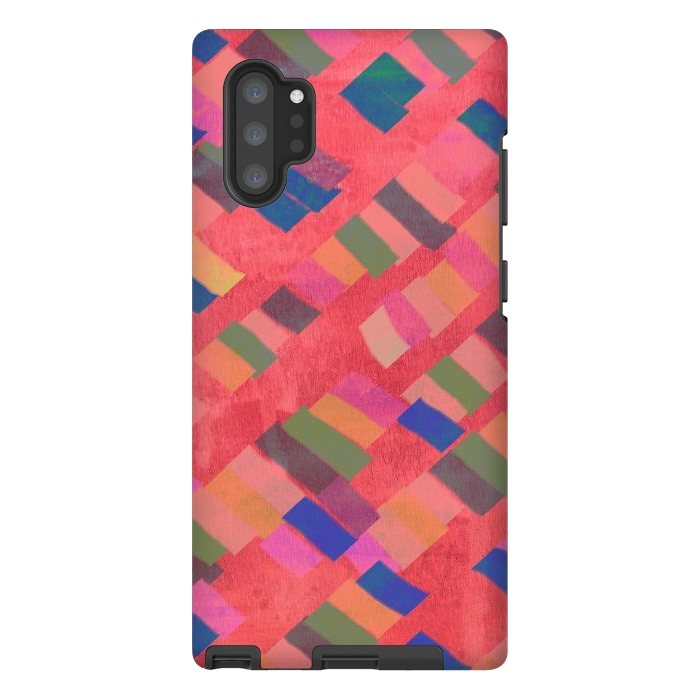 Galaxy Note 10 plus StrongFit Abstract art pink design by Josie