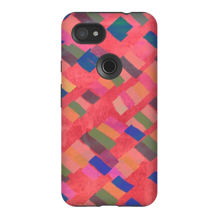 Pixel 3AXL StrongFit Abstract art pink design by Josie