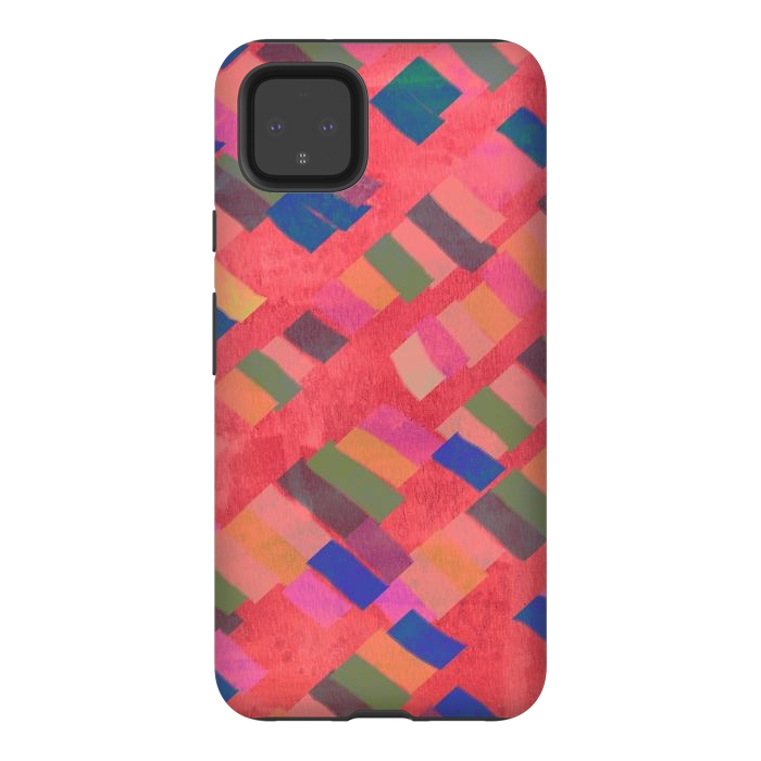 Pixel 4XL StrongFit Abstract art pink design by Josie