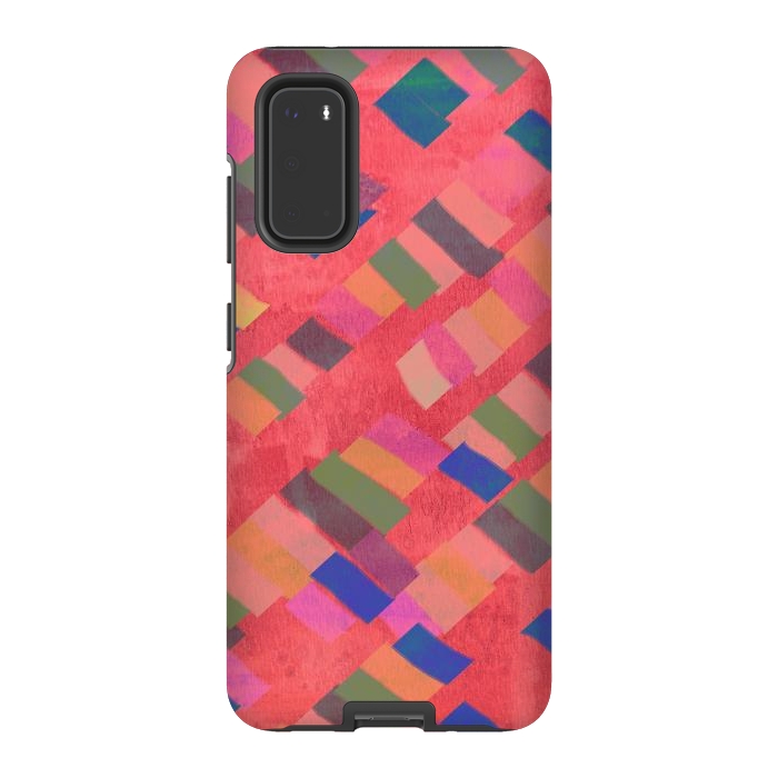 Galaxy S20 StrongFit Abstract art pink design by Josie