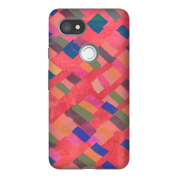 Pixel 2XL StrongFit Abstract art pink design by Josie