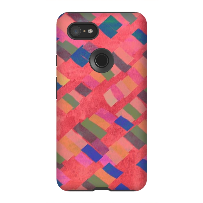 Pixel 3XL StrongFit Abstract art pink design by Josie