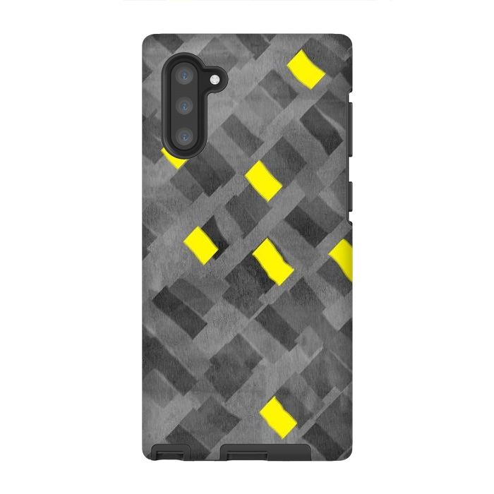 Galaxy Note 10 StrongFit Grey and Yellow abstracts by Josie