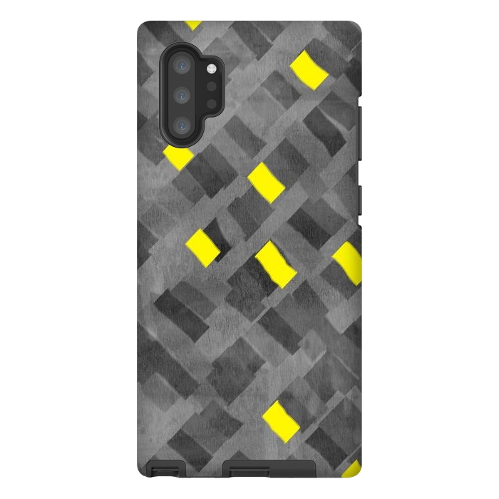 Galaxy Note 10 plus StrongFit Grey and Yellow abstracts by Josie