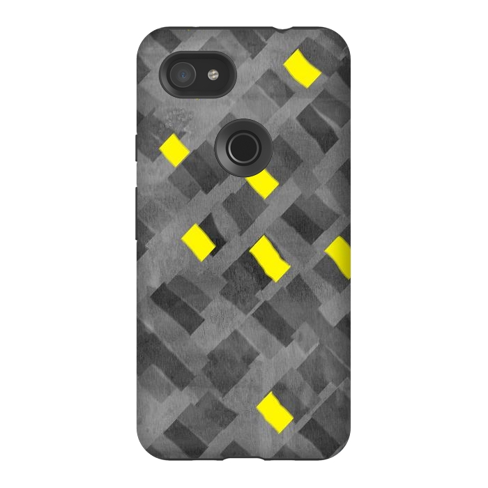 Pixel 3AXL StrongFit Grey and Yellow abstracts by Josie