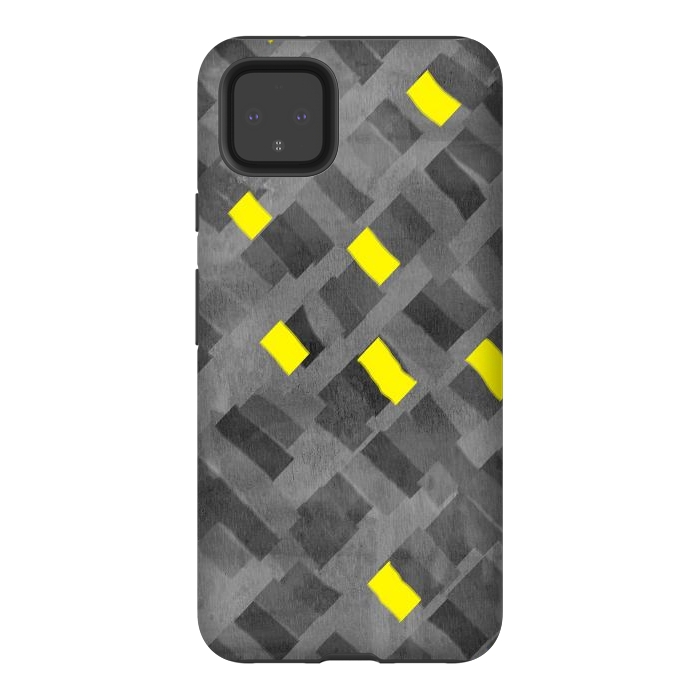 Pixel 4XL StrongFit Grey and Yellow abstracts by Josie