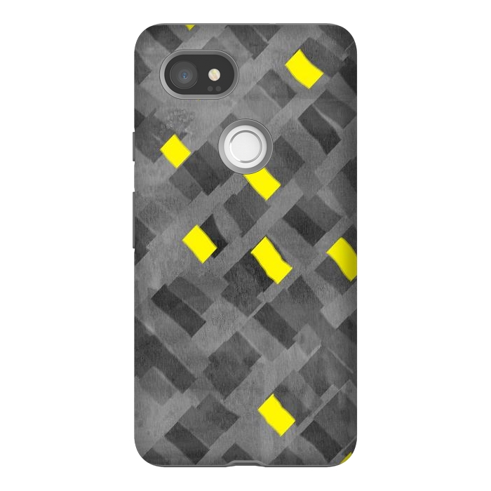 Pixel 2XL StrongFit Grey and Yellow abstracts by Josie