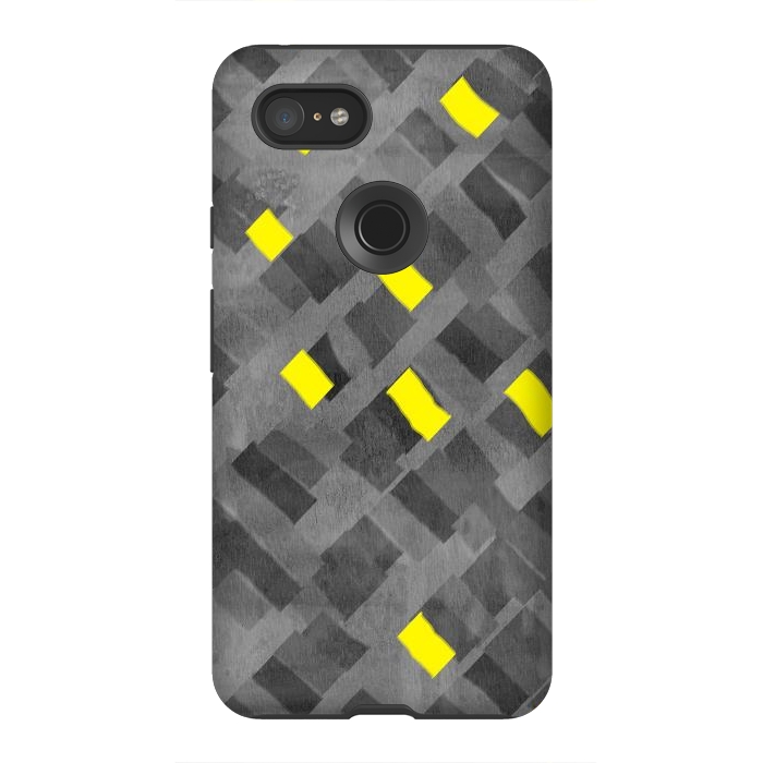 Pixel 3XL StrongFit Grey and Yellow abstracts by Josie