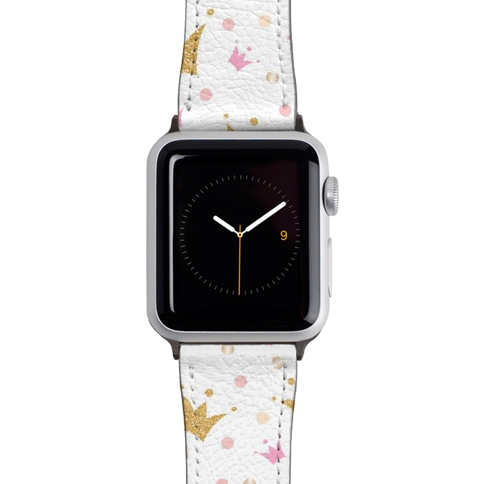 Watch 38mm / 40mm Strap PU leather Golden Crowns Pattern by Bledi