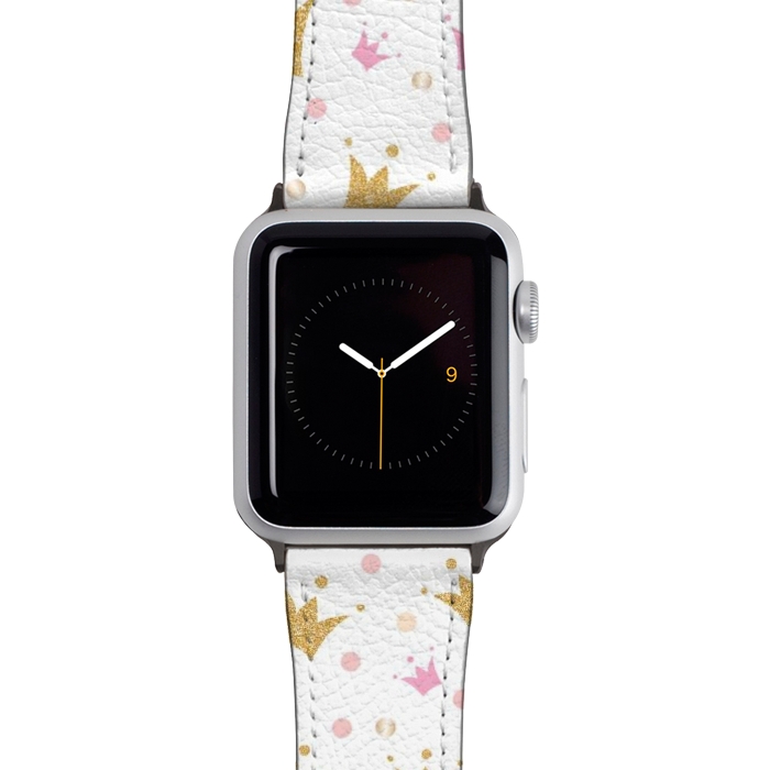 Watch 42mm / 44mm Strap PU leather Golden Crowns Pattern by Bledi