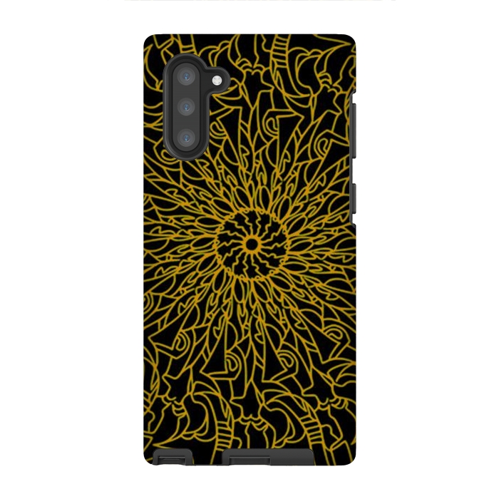 Galaxy Note 10 StrongFit Golden Mandala Intricate pattern by Josie