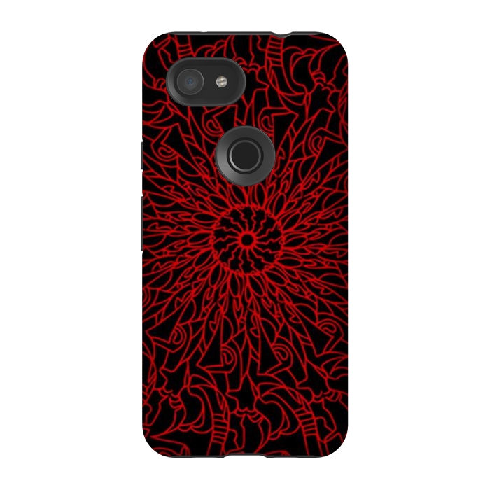 Pixel 3A StrongFit Red Mandala intricate pattern by Josie