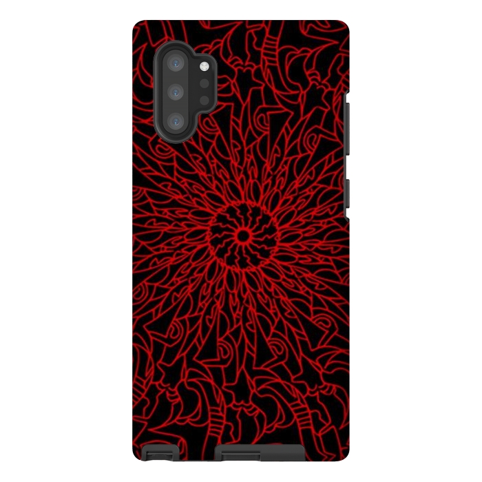 Galaxy Note 10 plus StrongFit Red Mandala intricate pattern by Josie