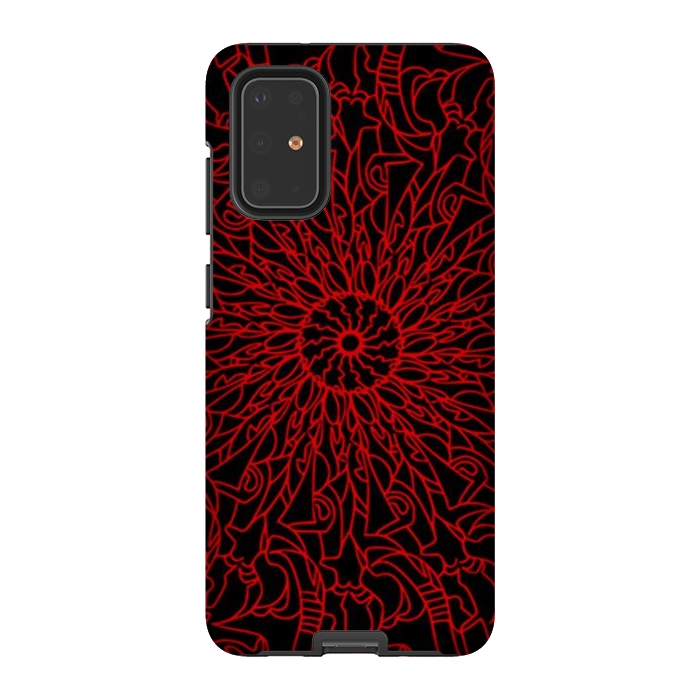 Galaxy S20 Plus StrongFit Red Mandala intricate pattern by Josie