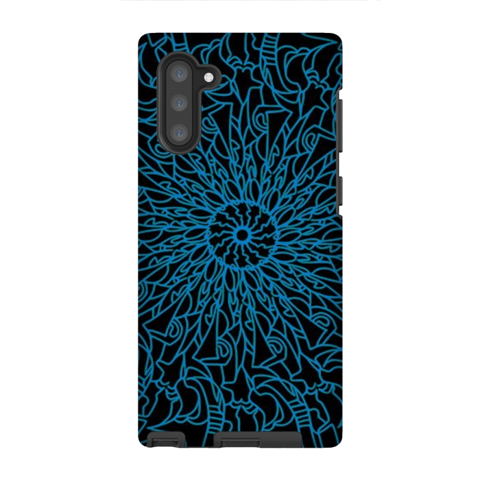 Galaxy Note 10 StrongFit Blue intricate pattern floral mandala geometry by Josie