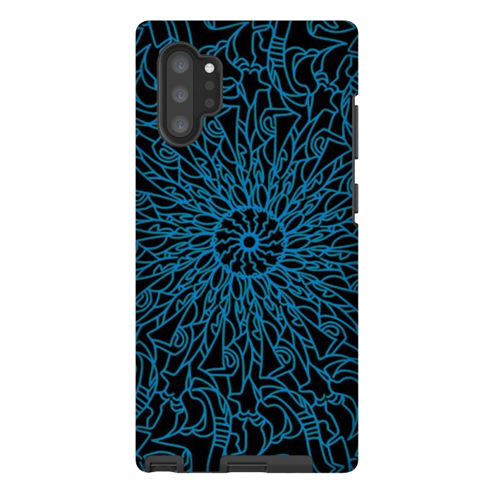 Galaxy Note 10 plus StrongFit Blue intricate pattern floral mandala geometry by Josie