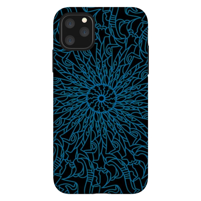 iPhone 11 Pro Max StrongFit Blue intricate pattern floral mandala geometry by Josie