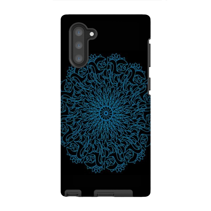 Galaxy Note 10 StrongFit Blue floral mandalas by Josie