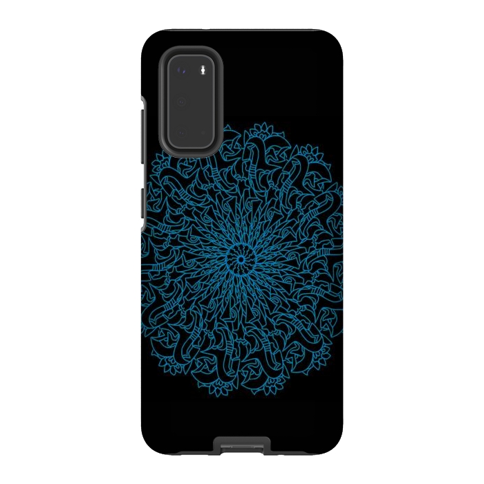 Galaxy S20 StrongFit Blue floral mandalas by Josie
