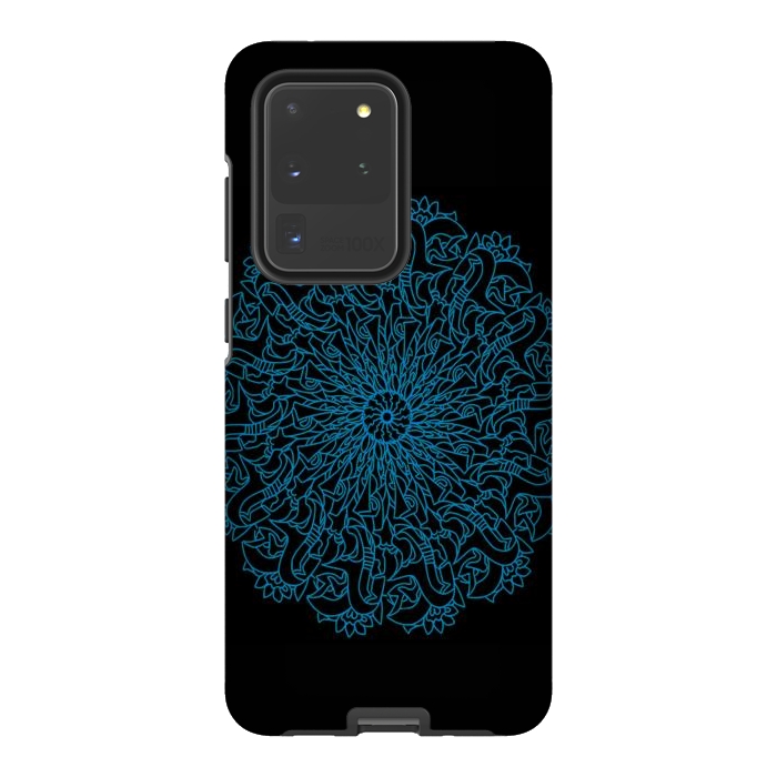 Galaxy S20 Ultra StrongFit Blue floral mandalas by Josie