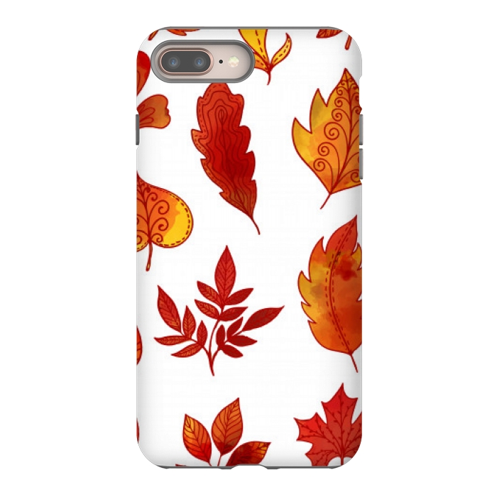 iPhone 7 plus StrongFit orange leaves pattern 4  by MALLIKA