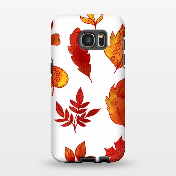 Galaxy S7 EDGE StrongFit orange leaves pattern 4  by MALLIKA