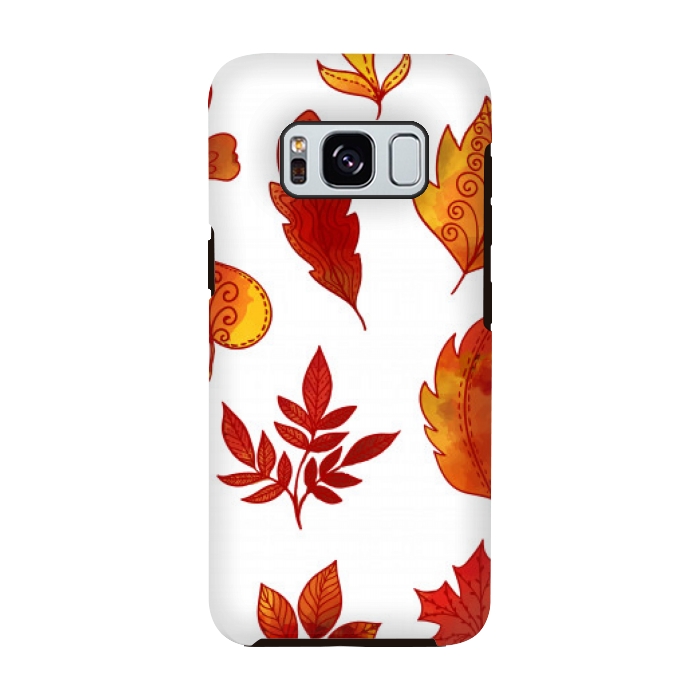 Galaxy S8 StrongFit orange leaves pattern 4  by MALLIKA