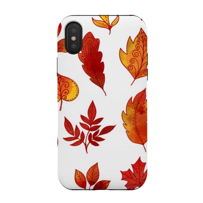 iPhone Xs / X StrongFit orange leaves pattern 4  by MALLIKA