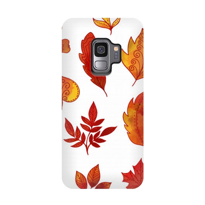 Galaxy S9 StrongFit orange leaves pattern 4  by MALLIKA