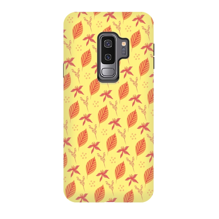 Galaxy S9 plus StrongFit Orange autumn leaves pattern by MALLIKA