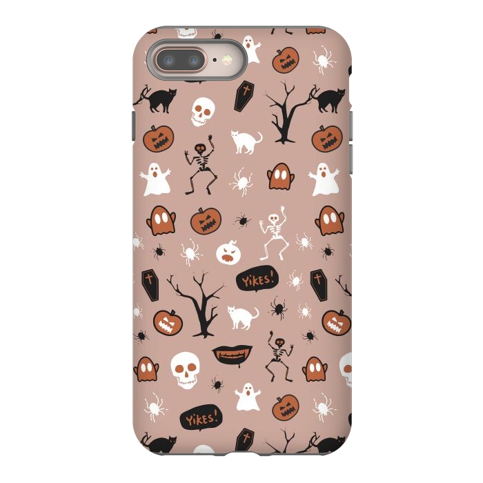 iPhone 7 plus StrongFit Playful neutral Halloween monsters pattern by Oana 
