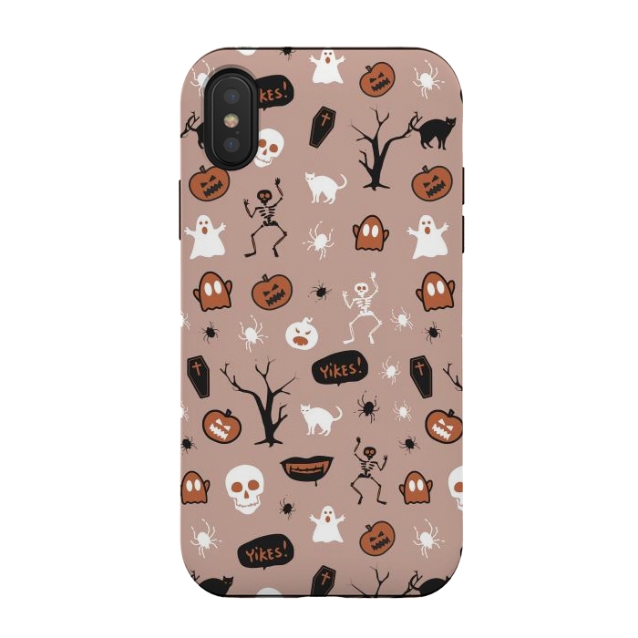 iPhone Xs / X StrongFit Playful neutral Halloween monsters pattern by Oana 