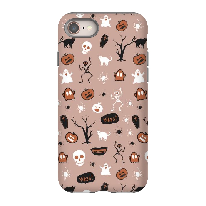 iPhone 8 StrongFit Playful neutral Halloween monsters pattern by Oana 