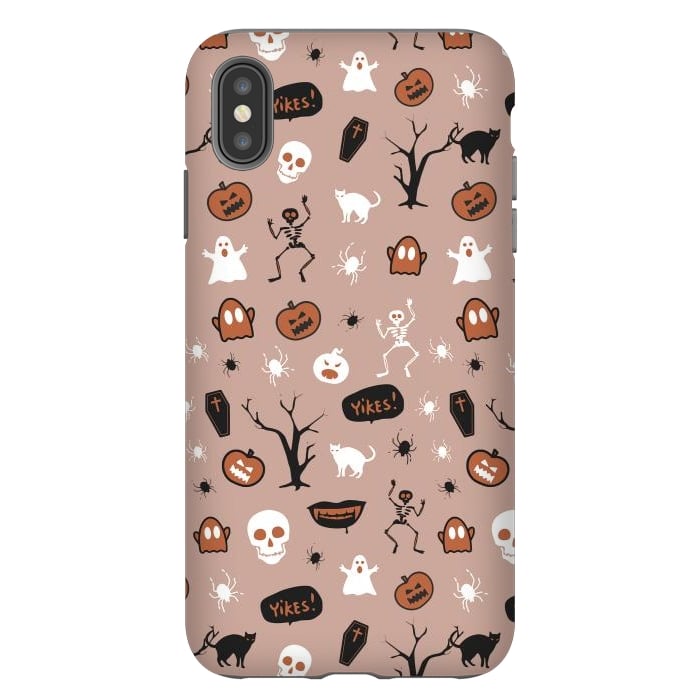 iPhone Xs Max StrongFit Playful neutral Halloween monsters pattern by Oana 