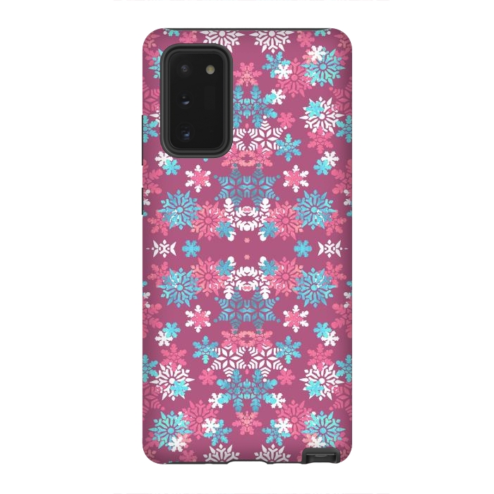 Galaxy Note 20 StrongFit Playful pink blue snowflakes winter pattern by Oana 